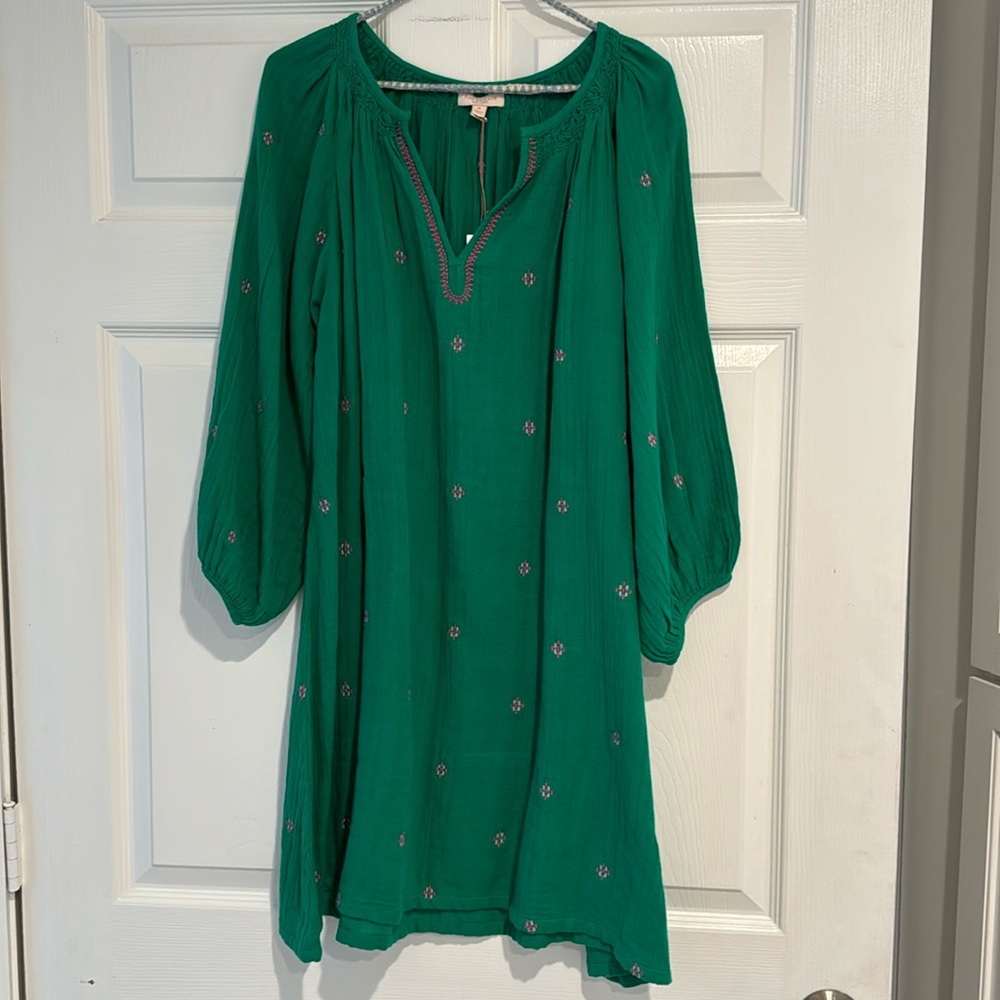 Pink chicken Ava dress green 100% cotton medium